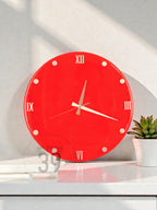 Modern Neon Orange Resin Wall Clock, Silver Accents, Silent Movement