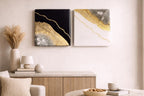 Handcrafted White Resin Wall Art, Clear Quartz, Gold Leaf Geode