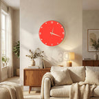 Modern Neon Orange Resin Wall Clock, Silver Accents, Silent Movement
