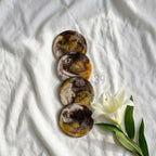 Handmade Geode Coasters, Brown Beige Ochre, Gold Leaf Edge