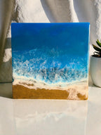 Mediterranean Resin Ocean Art, Handcrafted Coastal Wall Decor