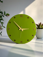 Handmade Army Green Resin Wall Clock, Gold Accents, Silent Movement