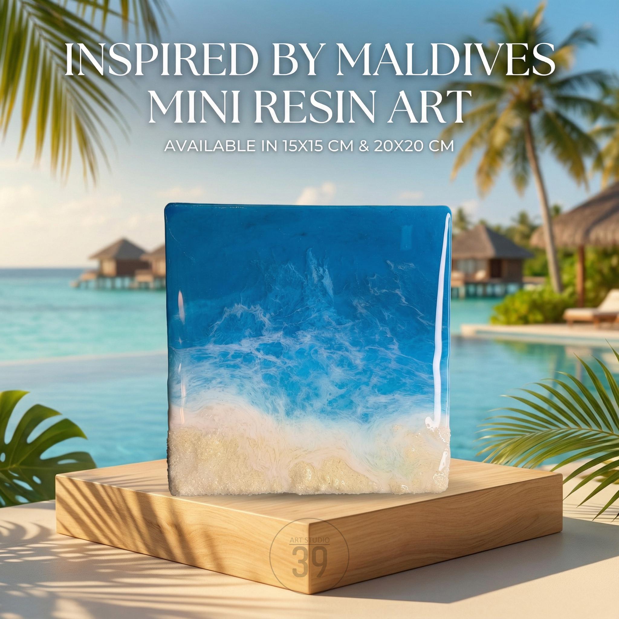 Mini Resin Ocean Art – Maldives Inspired Epoxy Wall Decor