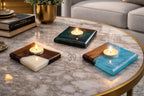 Classic Walnut  Resin Candle Holder – Handmade Tealight Holder – Solid Wood & High Gloss Resin (12x12 cm) Personalized Engraving Option