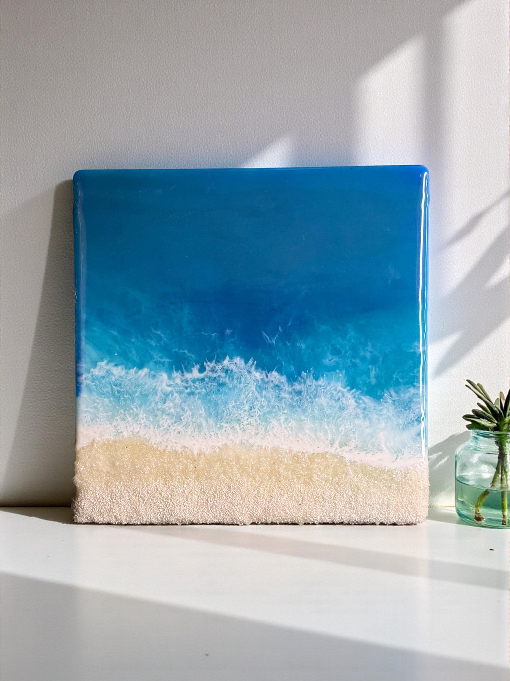 Maldives Inspired Resin Ocean Art, Coastal Seascape Painting (25x25 cm & 30x30 cm)