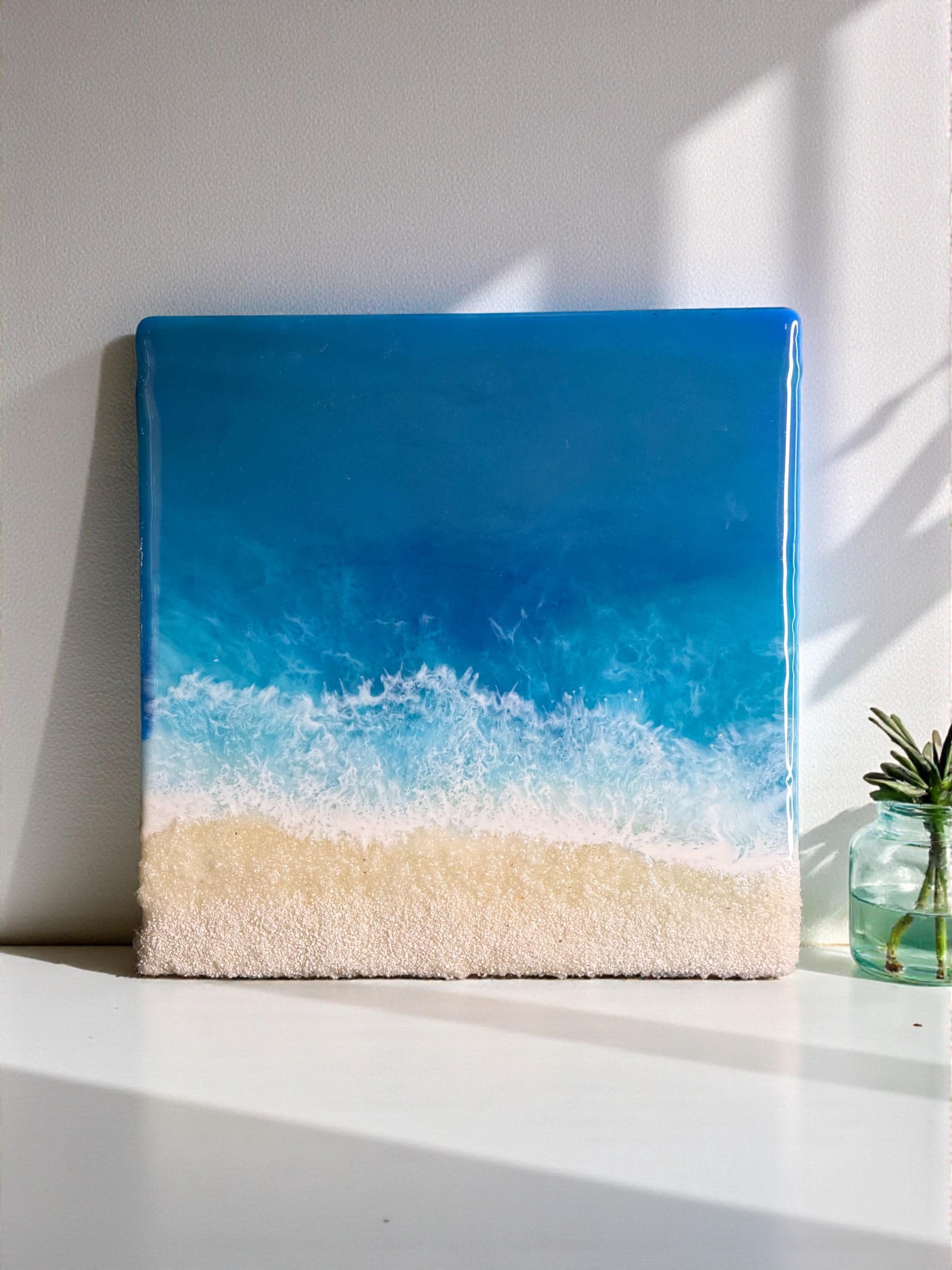 Maldives Inspired Resin Ocean Art, Coastal Seascape Painting (25x25 cm & 30x30 cm)