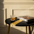 Luxury Black Resin Coffee Table – Gold Leaf Inlay, Contemporary Design