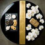 Luxury Black Resin Coffee Table – Gold Leaf Inlay, Contemporary Design
