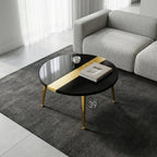 Luxury Black Resin Coffee Table – Gold Leaf Inlay, Contemporary Design