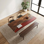 Walnut Resin Table, Burgundy Epoxy River Dining Table, Custom Wood Coffee Table, Handmade Tabletop Only, Live Edge Resin Furniture
