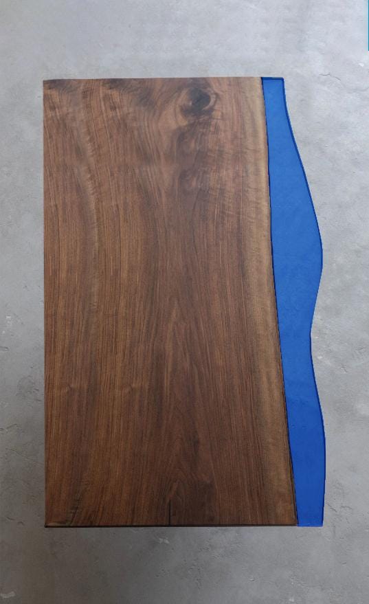 Walnut Resin Table, Burgundy Epoxy River Dining Table, Custom Wood Coffee Table, Handmade Tabletop Only, Live Edge Blue Resin Furniture