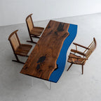 Walnut Resin Table, Burgundy Epoxy River Dining Table, Custom Wood Coffee Table, Handmade Tabletop Only, Live Edge Blue Resin Furniture