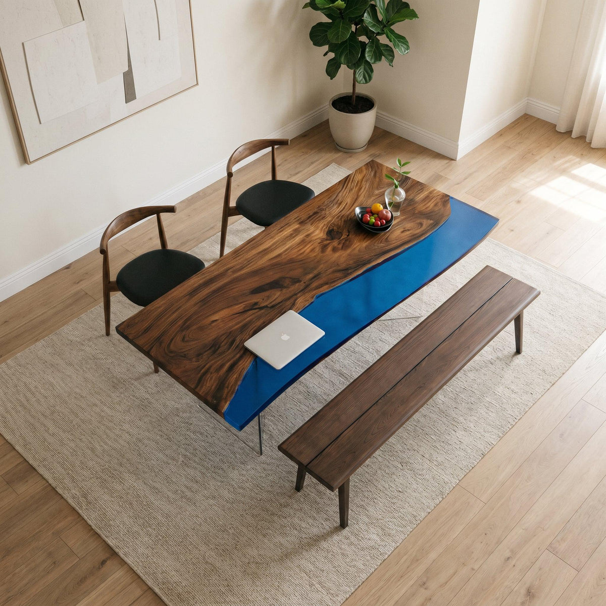 Burgundy epoxy river walnut table