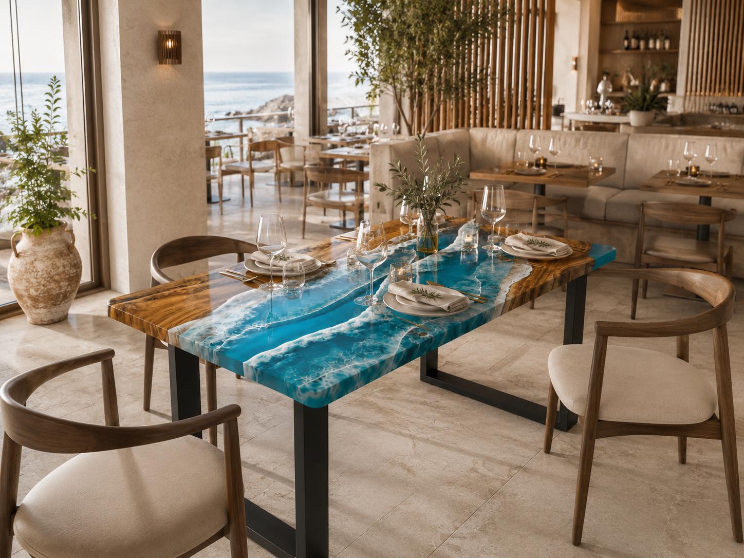 Handcrafted ocean resin serving board by 39 Art Studio