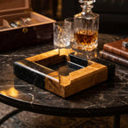 Personalized Luxury Cigar Ashtray, Handmade Cherry Wood & Epoxy Resin Ashtray with Genuine Silver Leaf, Smoking Lounge Decor, Gift for Man