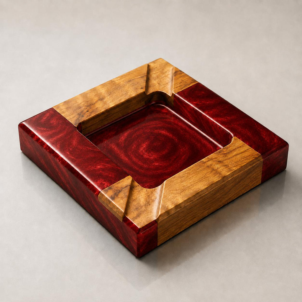 Personalized Cherry Wood Epoxy Ashtray with, Handmade Lounge Decor, Gift for Him