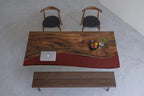 Walnut Resin Table, Burgundy Epoxy River Dining Table, Custom Wood Coffee Table, Handmade Tabletop Only, Live Edge Resin Furniture