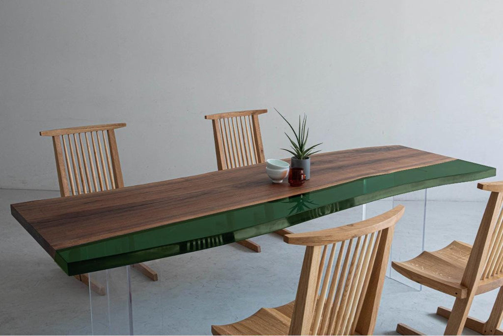 Walnut Resin Table, Burgundy Epoxy River Dining Table, Custom Wood Coffee Table, Handmade Tabletop Only, Live Edge Green Resin Furniture