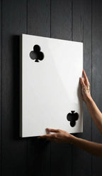 White Playing Card Wall Art Set of 2, Poker Room Wall Decor, Spade Heart Diamond Club Wall Art, Glossy Minimalist Wall Sculpture