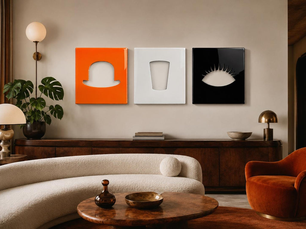 A Clockwork Orange Inspired Wall Art Set, 3 Piece Glossy Resin Panels, Orange Black White Movie Room Decor, Cult Film Wall Sculpture