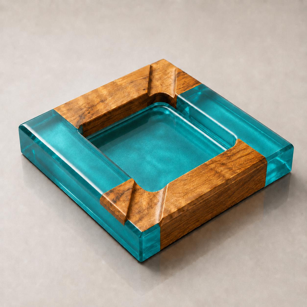 Personalized Cherry Wood Epoxy Ashtray with, Handmade Lounge Decor, Gift for Him