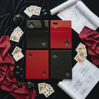Red and Black Playing Card Wall Art Set of 4, Heart Club Spade Diamond, Poker Room Decor, Modern Sculptural Wall Art