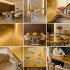 Custom 24K Gold Leaf Epoxy Dining Table, Luxury Resin Statement Furniture