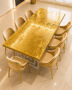 Custom 24K Gold Leaf Epoxy Dining Table, Luxury Resin Statement Furniture