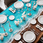 Bright Ocean Epoxy Table, Walnut Coffee or Dining Table, Coastal Furniture