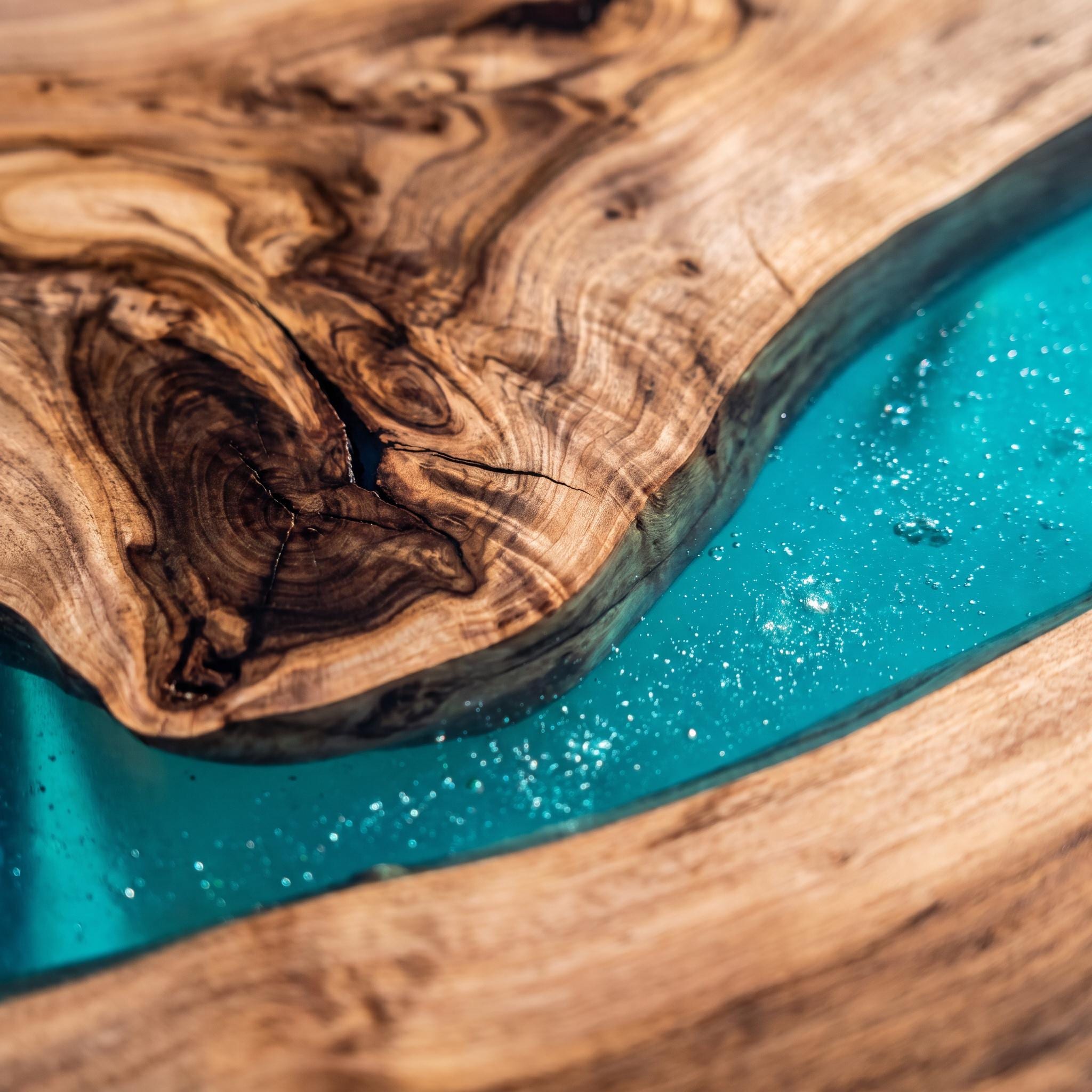 Custom Walnut Epoxy Waterfall Bench, Live Edge Resin River Bed End or Entryway Bench