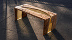 Custom Walnut Epoxy Waterfall Bench, Live Edge Resin River Bed End or Entryway Bench