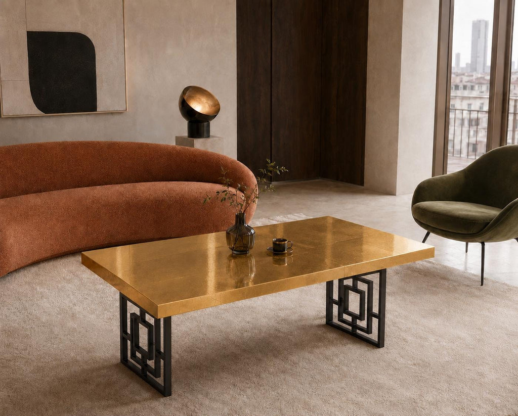 Gold Leaf Epoxy Coffee Table, Handmade Luxury Resin Furniture, Custom Modern Center Table