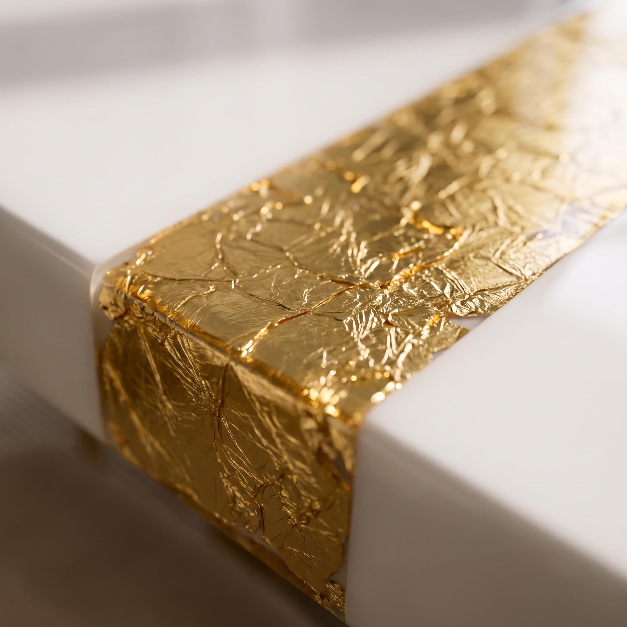 Custom White Epoxy Table with Genuine 24K Gold Leaf Stripe | Coffee or Dining Table