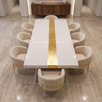 Custom White Epoxy Table with Genuine 24K Gold Leaf Stripe | Coffee or Dining Table