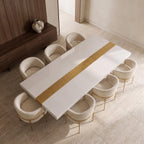 Custom White Epoxy Table with Genuine 24K Gold Leaf Stripe | Coffee or Dining Table