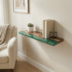 Walnut Epoxy Floating Shelf, Custom Live Edge Wall Shelf in Colors