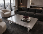 Silver Leaf Epoxy Coffee Table, Custom Resin Center Table with Metal Legs