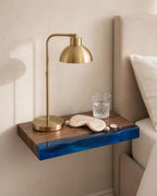 Walnut Wood Floating Shelf with Transparent Epoxy Resin, Handmade Live Edge Wall Shelf, Custom Color