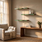 Walnut Wood Floating Shelf with Transparent Epoxy Resin, Handmade Live Edge Wall Shelf, Custom Color