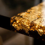 Black Epoxy Table with Genuine 24K Gold Leaf Stripe | Coffee or Dining Table