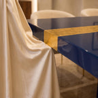 Blue Epoxy Table with Genuine 24K Gold Leaf Stripe | Coffee or Dining Table