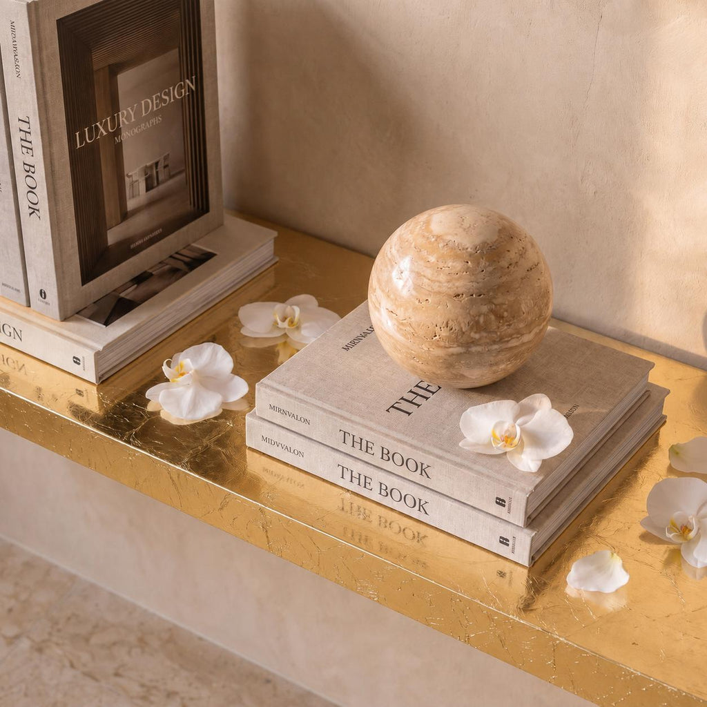 24 K Gold Leaf Epoxy Floating Shelf: Custom Mirror-Finish Wall Console