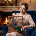 Luxury Walnut & Resin Bird Cage, Handmade Ornate Canary Cage, Custom Color Birdcage