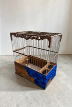 Luxury Walnut & Resin Bird Cage, Handmade Ornate Canary Cage, Custom Color Birdcage