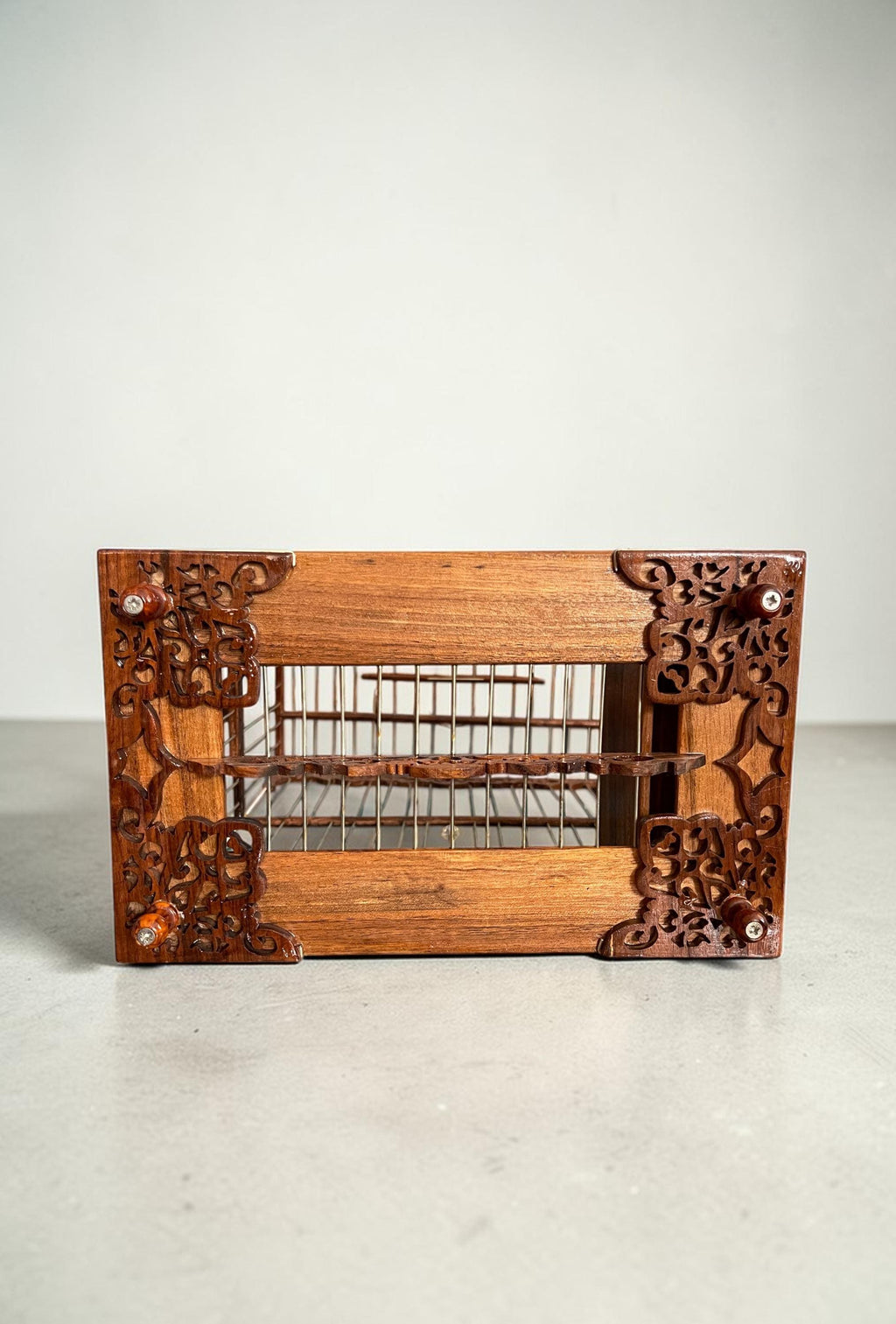 Luxury Walnut & Resin Bird Cage, Handmade Ornate Canary Cage, Custom Color Birdcage