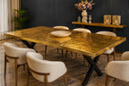 Custom 24K Gold Leaf Epoxy Dining Table, Luxury Resin Statement Furniture