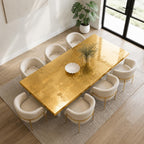 Custom 24K Gold Leaf Epoxy Dining Table, Luxury Resin Statement Furniture