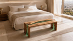 Custom Walnut Epoxy Waterfall Bench, Live Edge Resin River Bed End or Entryway Bench