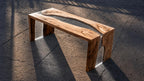 Custom Walnut Epoxy Waterfall Bench, Live Edge Resin River Bed End or Entryway Bench