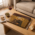 Custom Photo Serving Board, Klimt Inspired Walnut Resin Art, Personalized Portrait Gift
